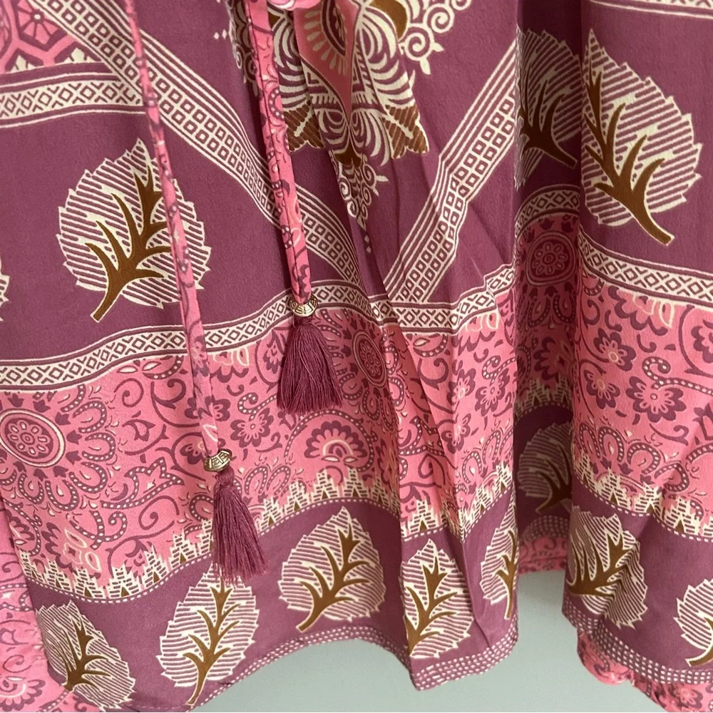 NWT raga passion struck slit sleeve mini dress women’s size medium pink boho - Picture 5 of 10